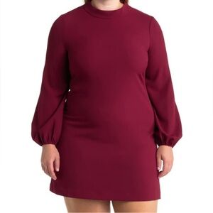 Eliza J Rich Burgundy Long Sleeve Dress